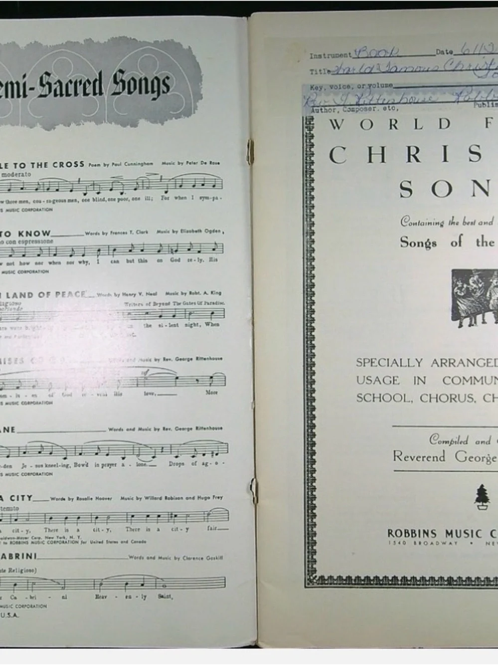 🎄 Vintage 1929 World-Famous Christmas Songs of the Nativity Songbook